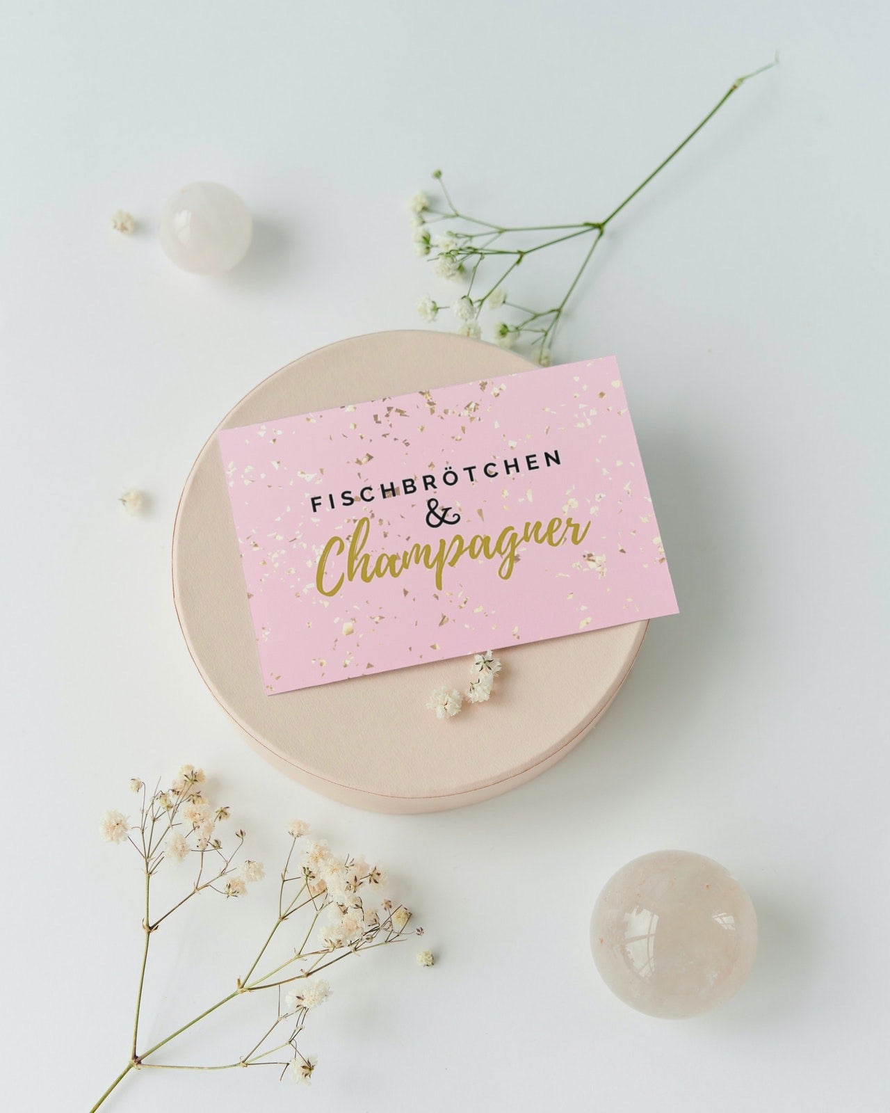 Postkarte Fischbrötchen & Champagner