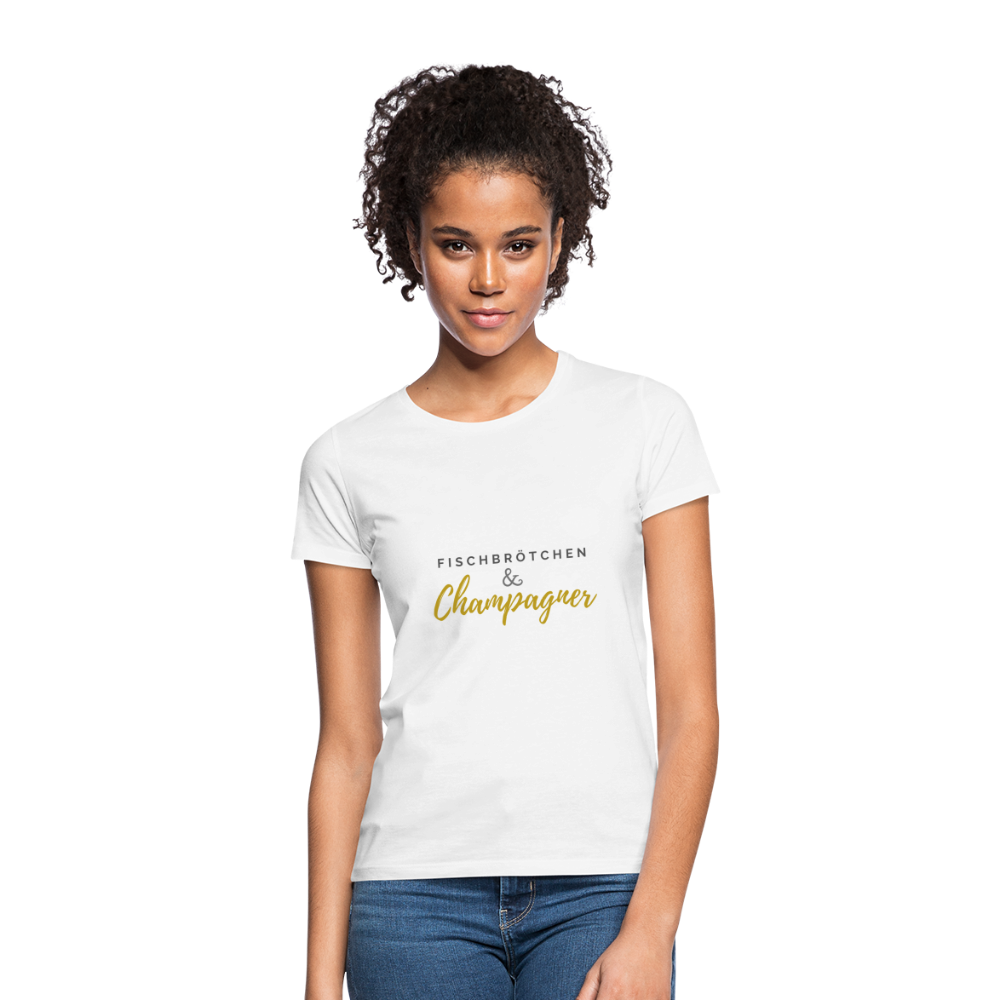Damen Shirt Fischbrötchen & Champagner - weiß