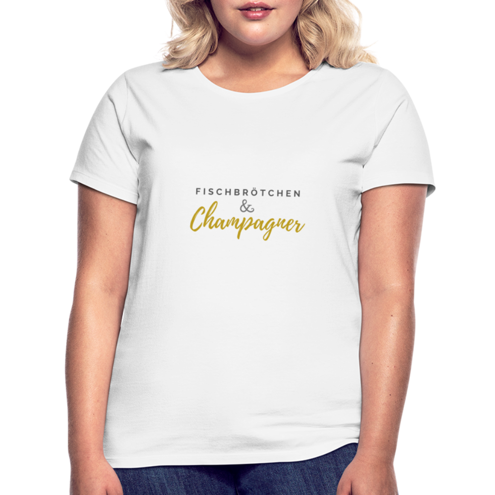 Damen Shirt Fischbrötchen & Champagner - weiß