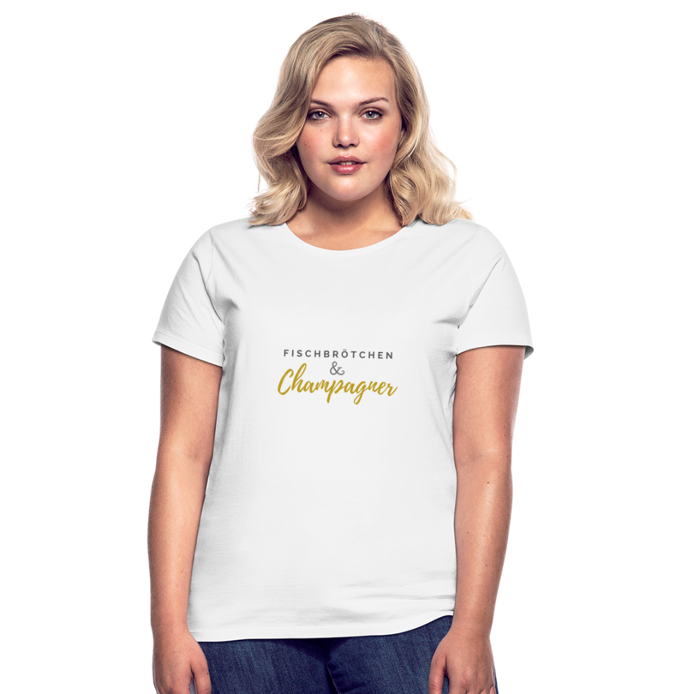 Damen Shirt Fischbrötchen & Champagner - weiß