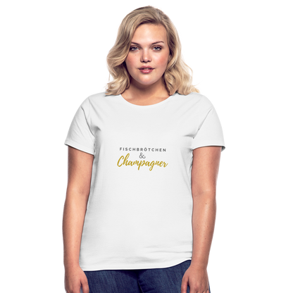 Damen Shirt Fischbrötchen & Champagner - weiß